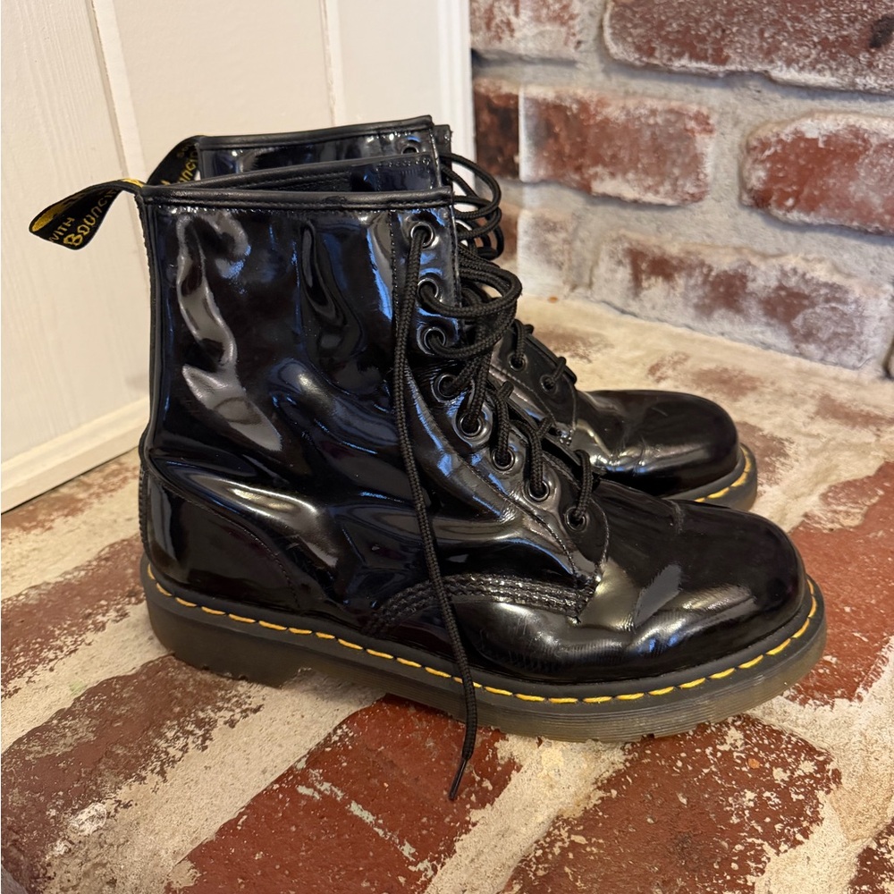 Dr. Martens Black Patent Combat Boots